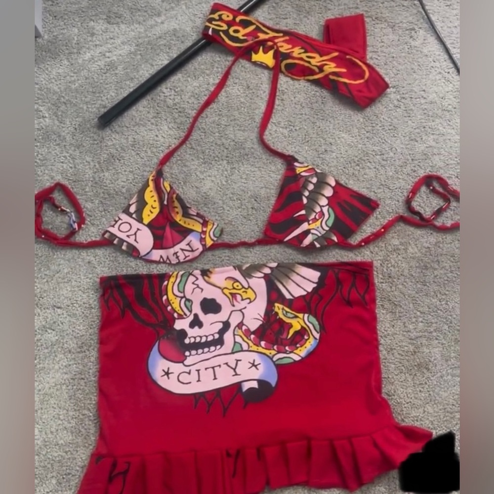 Ed Hardy custom 3 piece set size small, hand sewn